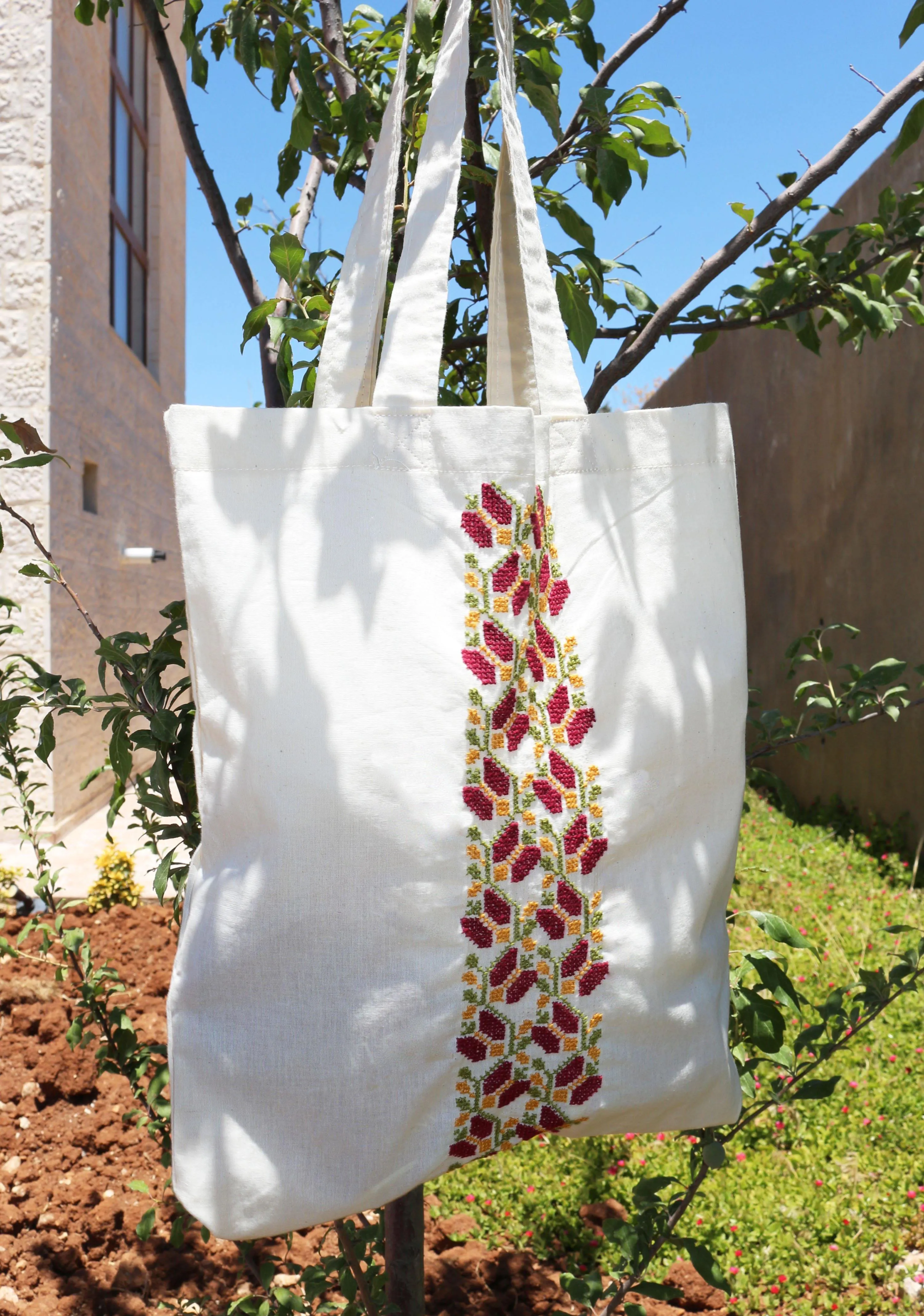Sitti x Deerah Hand-Embroidered Tote Bag with Olive Motif