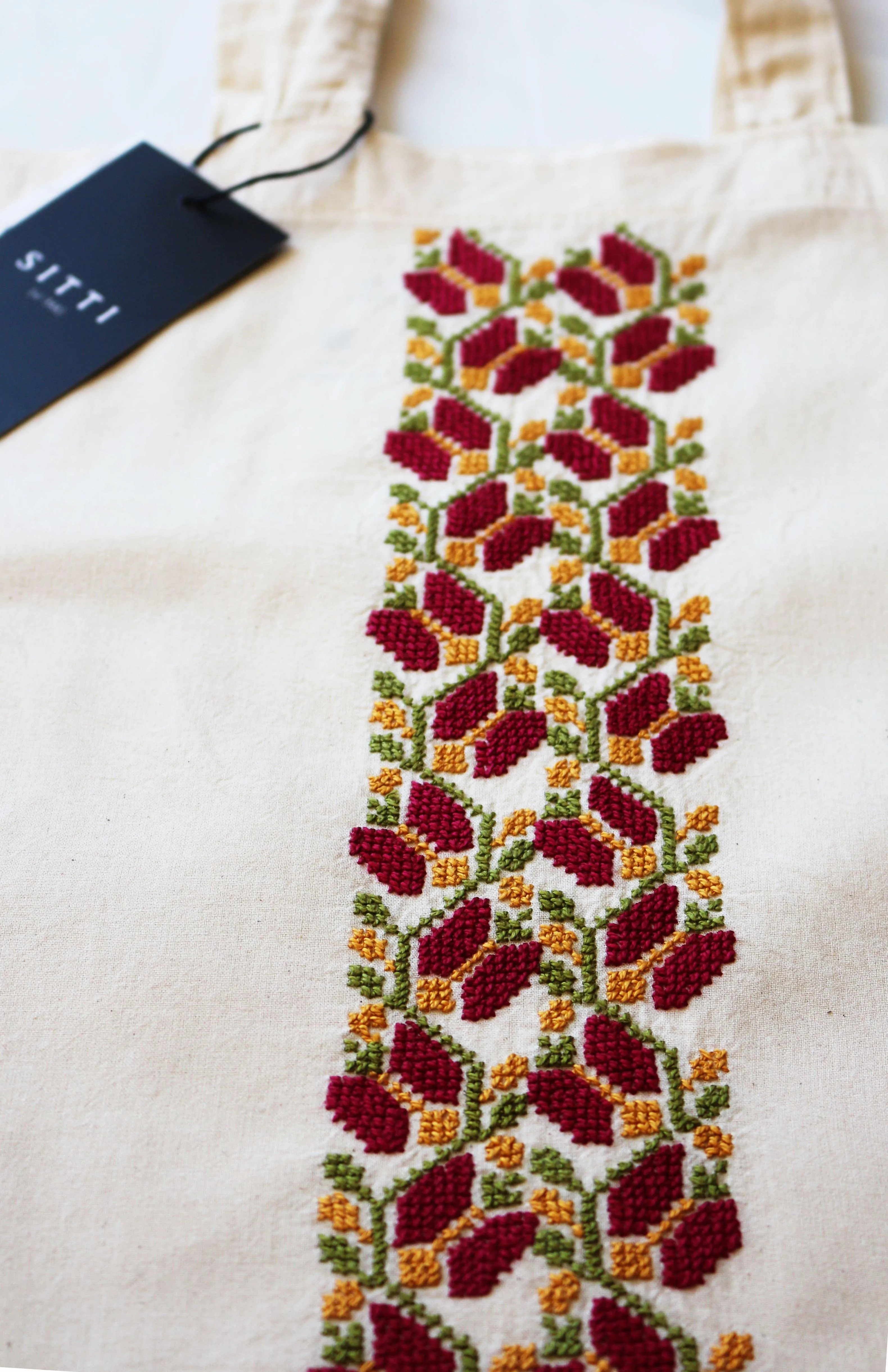 Sitti x Deerah Hand-Embroidered Tote Bag with Olive Motif