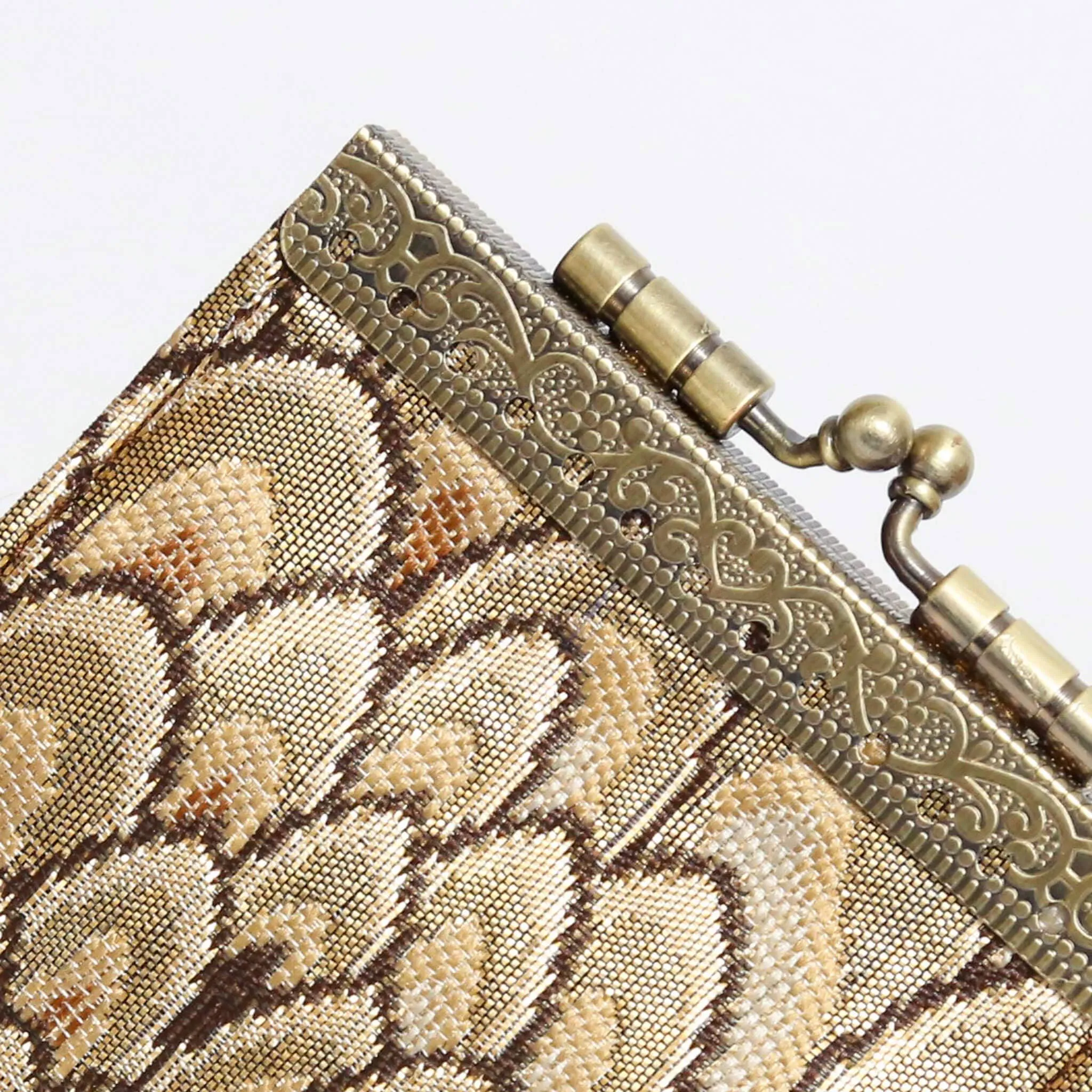 Small Feather Brocade, Card Holders with RFID Protection: Gold & Teal