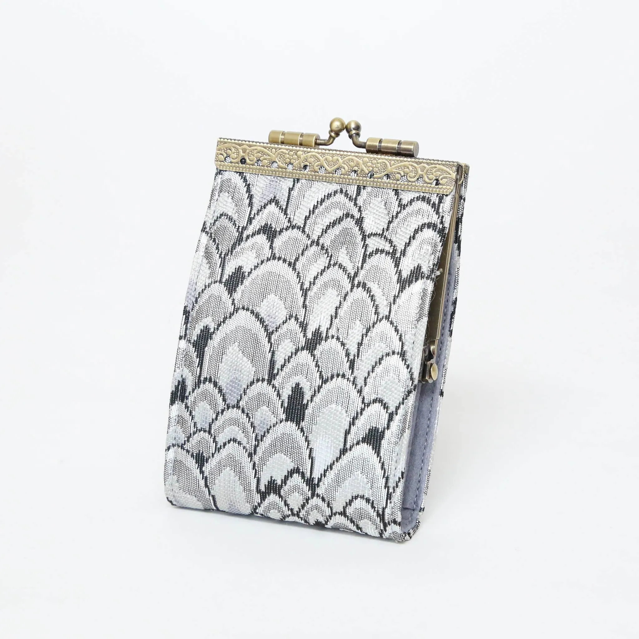 Small Feather Brocade, Card Holders with RFID Protection: Gold & Teal