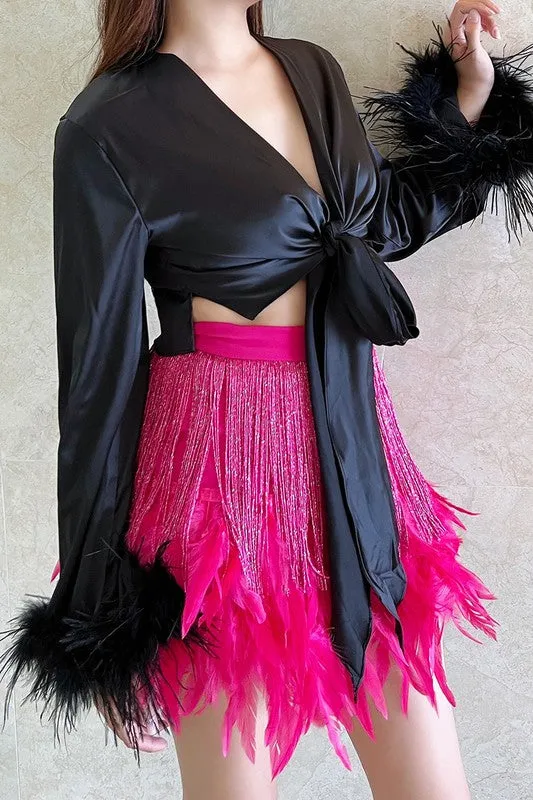 So Lovely Wrap Top BLACK