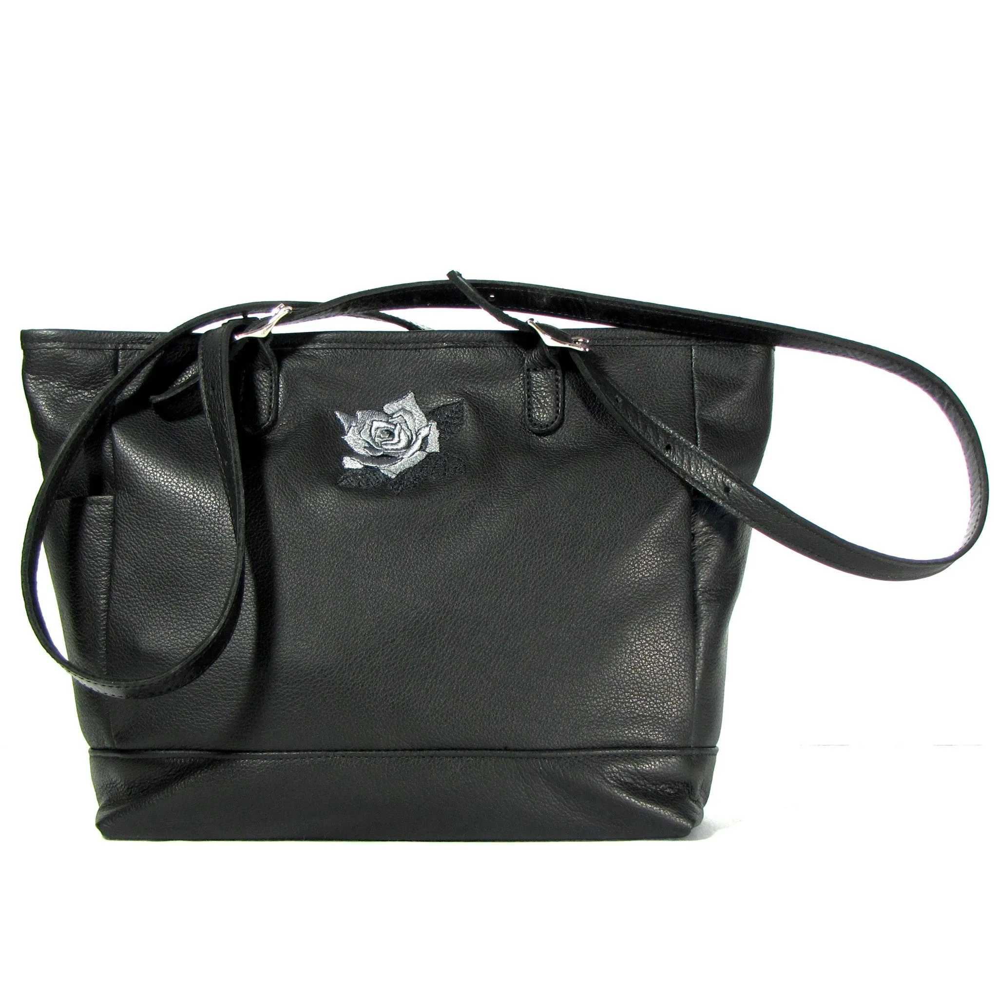 Soft Embroidered Tote Bag- Silver Rose