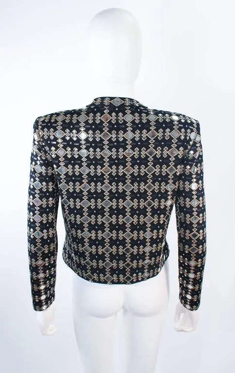 ST. JOHN Black Stretch Knit Jacket w/ Gold Accents Size 4