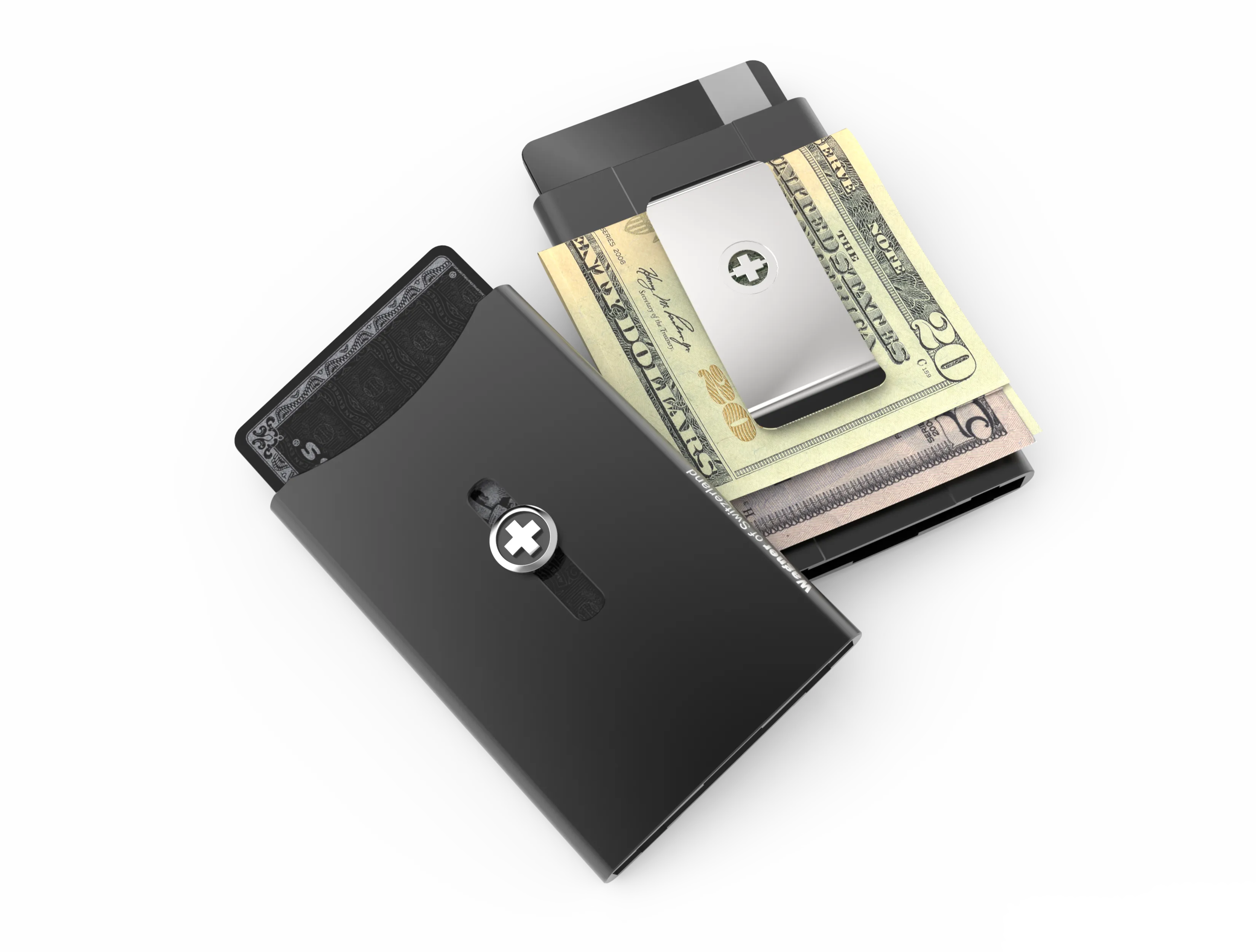 SWISS WALLET ORIGINAL, Cardholder with Money clip, blackx