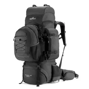 Tripole Colonel Pro Metal Frame Rucksack with Detachable Day Pack and Rain Cover for Trekking and Travelling | 5 Year Warranty (90 Ltr, Black)