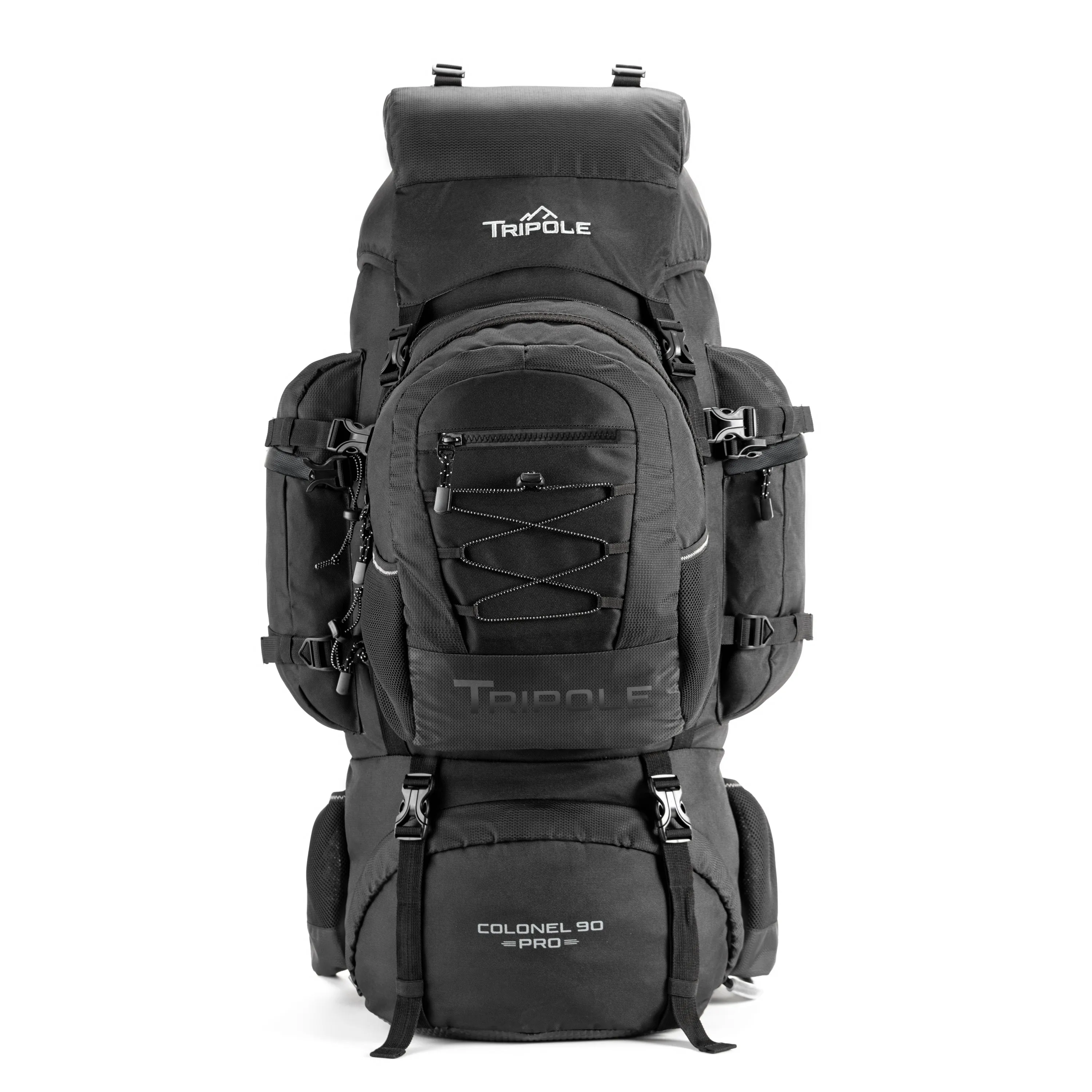 Tripole Colonel Pro Metal Frame Rucksack with Detachable Day Pack and Rain Cover for Trekking and Travelling | 5 Year Warranty (90 Ltr, Black)