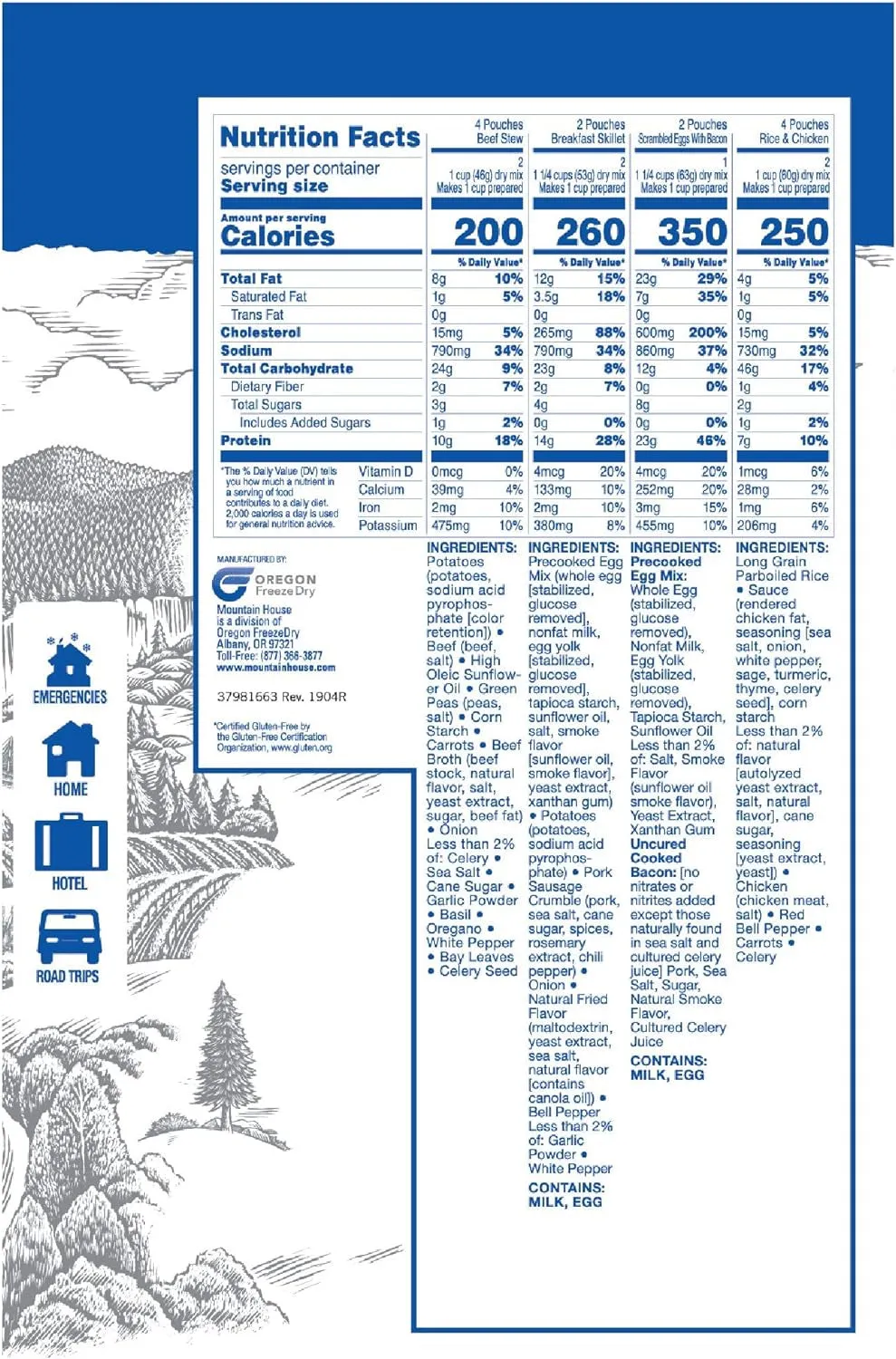 Ultimate Mountain House Essential Bucket: Gluten-Free Freeze-Dried Meals for Outdoor Adventures