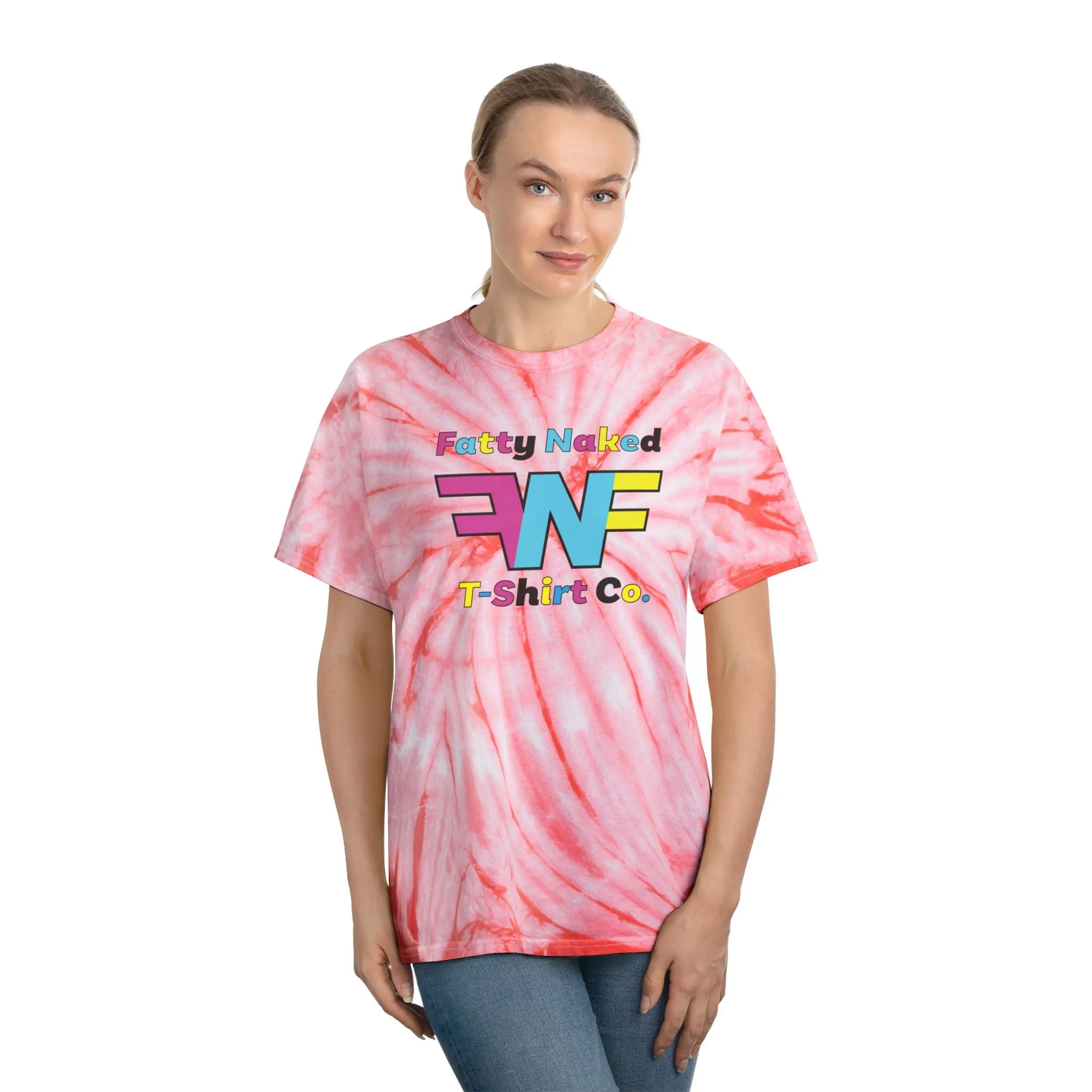 Vibrant Tie-Dye Tee with 'Fatty Naked' Design - Perfect for Summer Vibes