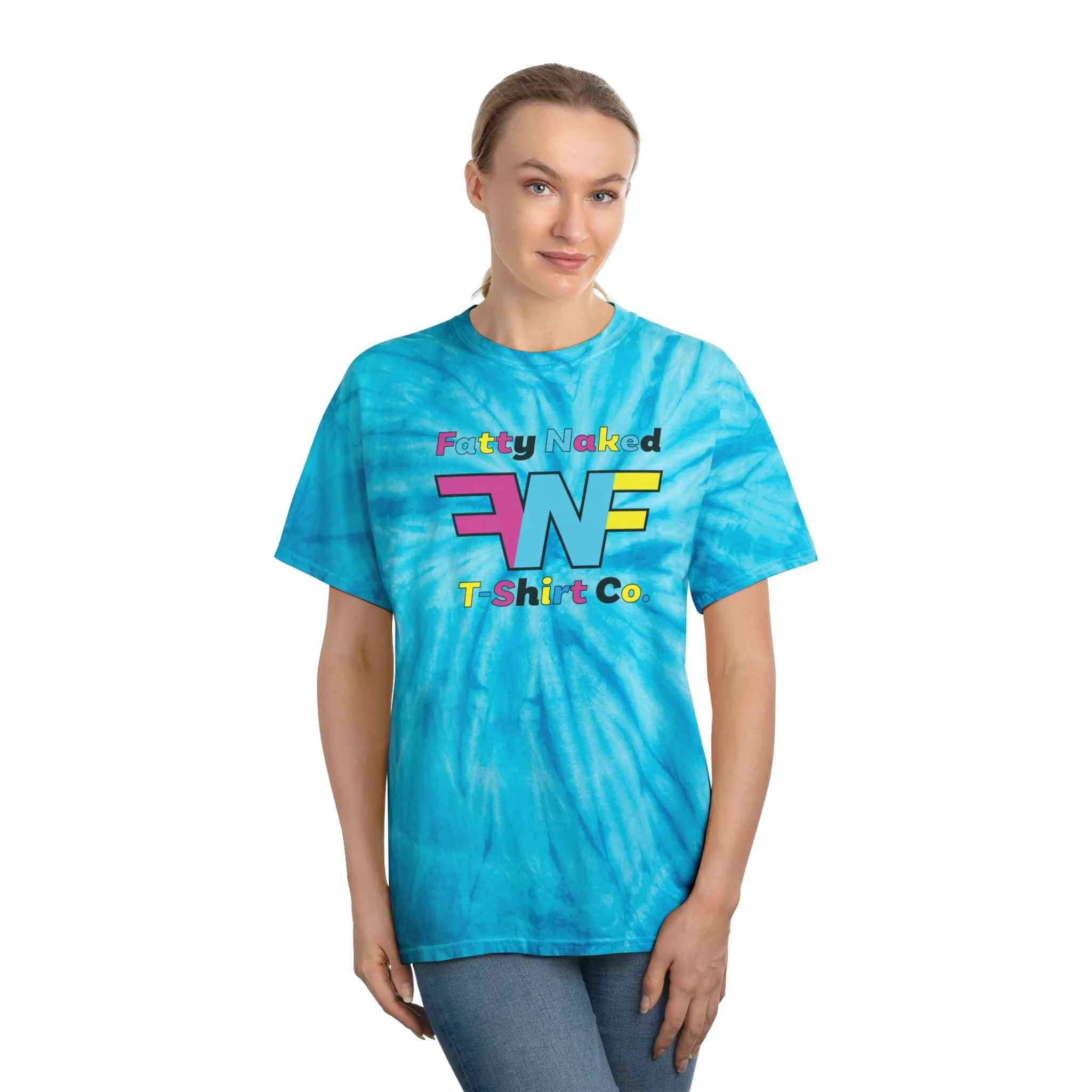 Vibrant Tie-Dye Tee with 'Fatty Naked' Design - Perfect for Summer Vibes