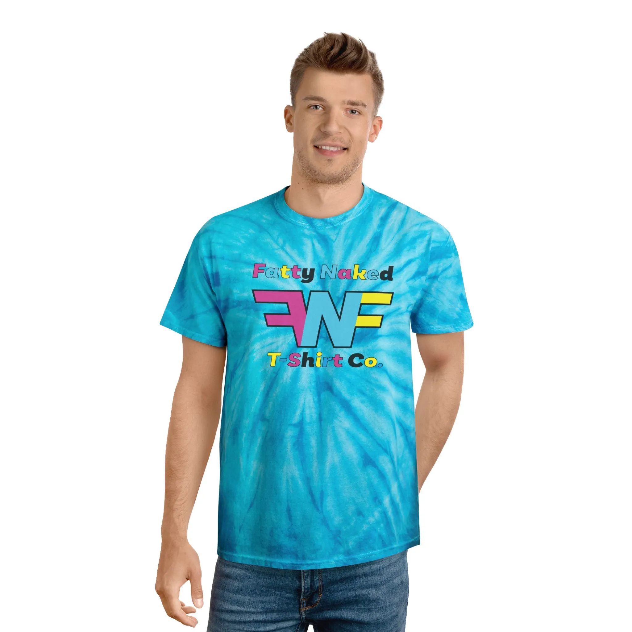Vibrant Tie-Dye Tee with 'Fatty Naked' Design - Perfect for Summer Vibes