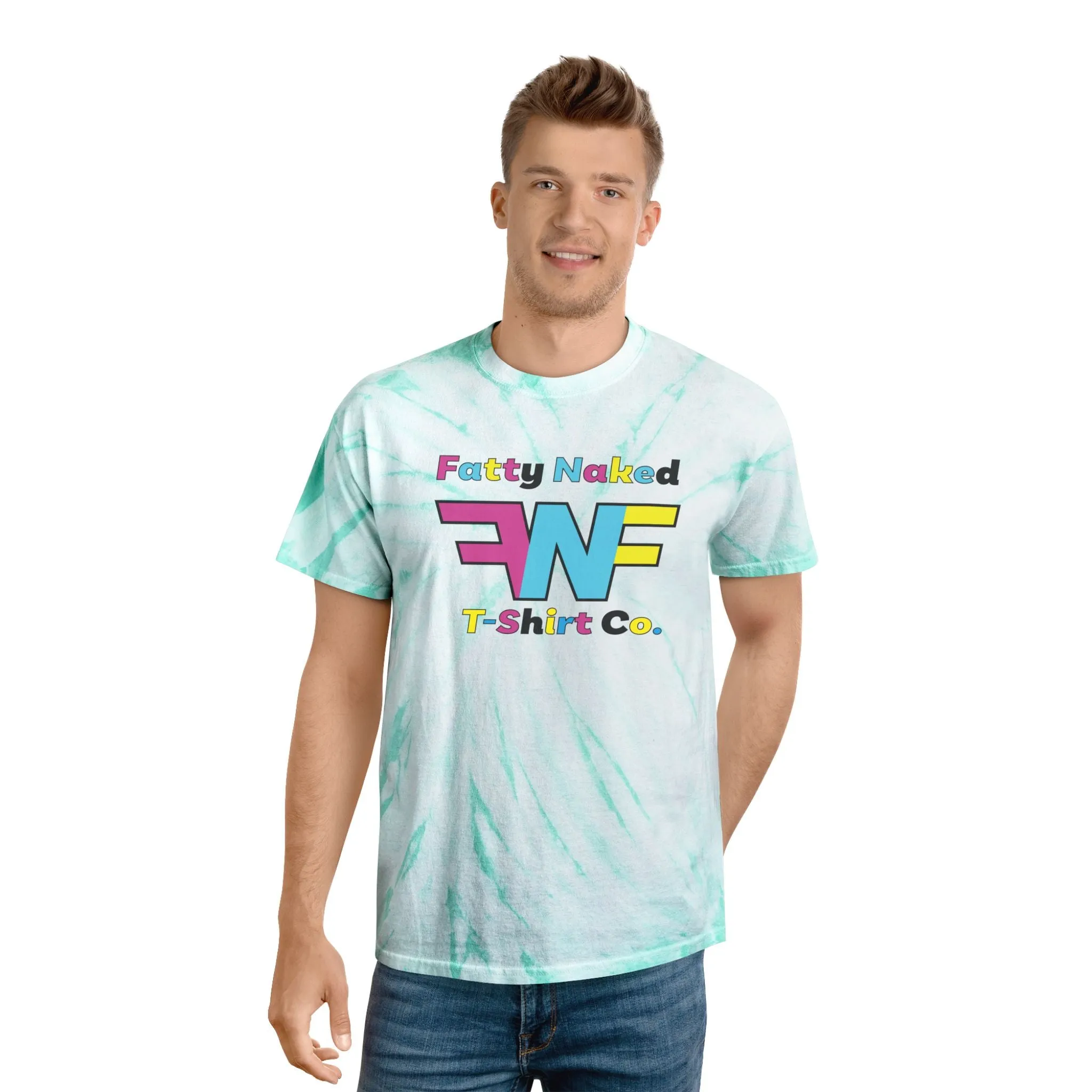 Vibrant Tie-Dye Tee with 'Fatty Naked' Design - Perfect for Summer Vibes