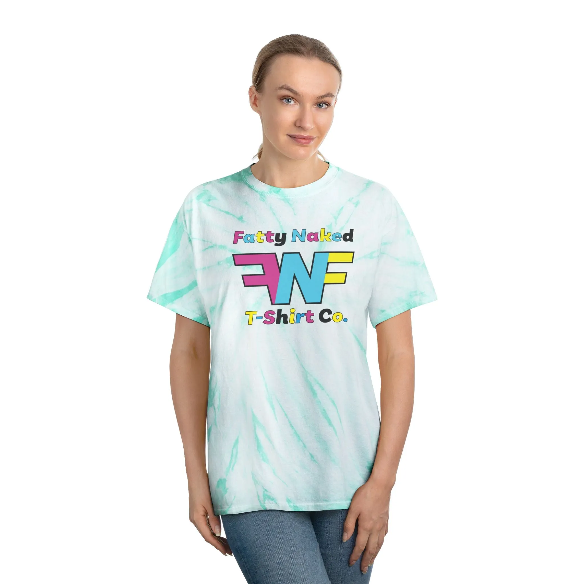 Vibrant Tie-Dye Tee with 'Fatty Naked' Design - Perfect for Summer Vibes