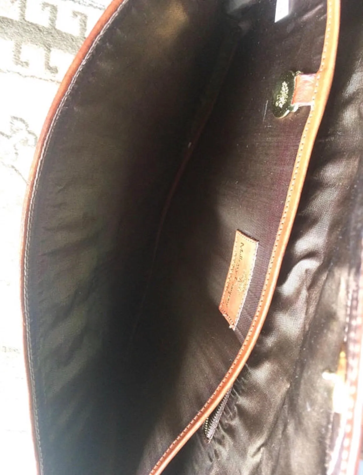 Vintage Mulberry brown croc embossed leather portfolio bag, document case purse, can be iPad purse. Classic unisex piece by Roger Saul. 050406r7