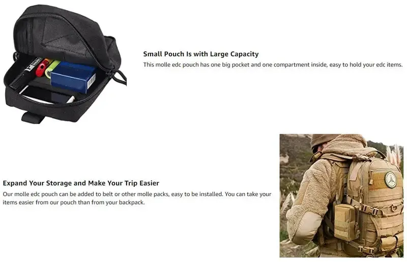 Wild West Waterproof Tactical Molle Waist Bag - Compact EDC Pouch for Hiking & Backpacking