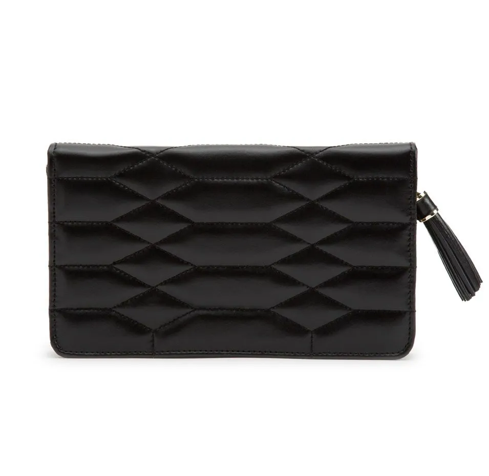 WOLF Small Quilted Leather Jewelry Portfolio in Black Leather