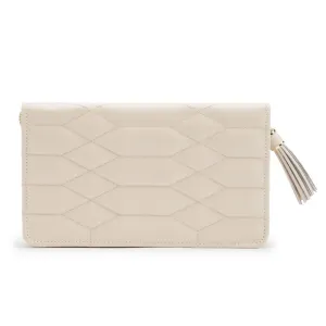 WOLF Small Quilted Leather Jewelry Portfolio in Ivory Leather