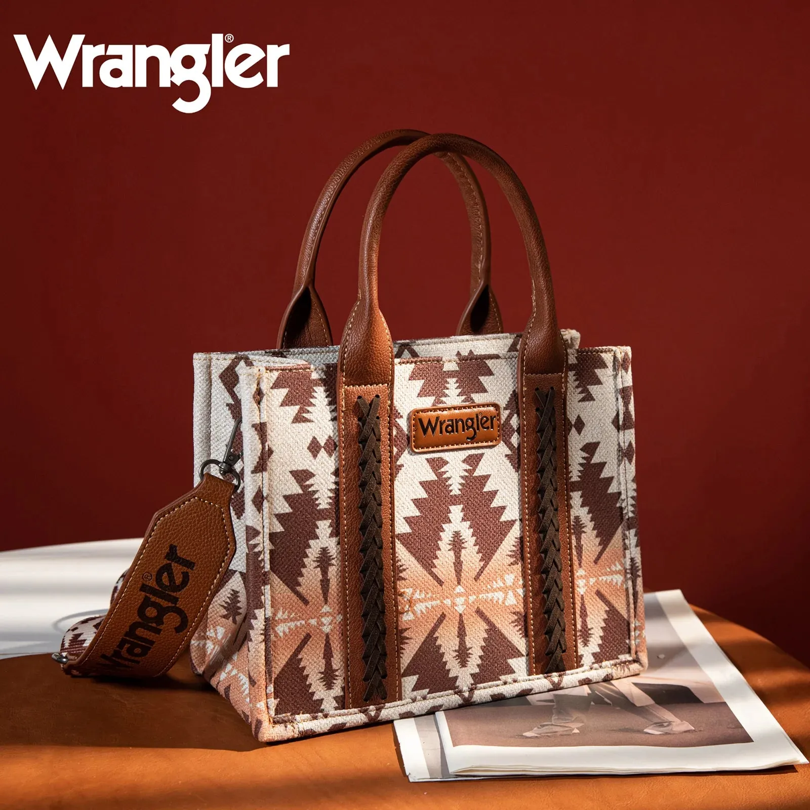 Wrangler SW Print Small Canvas Tote - Coffee